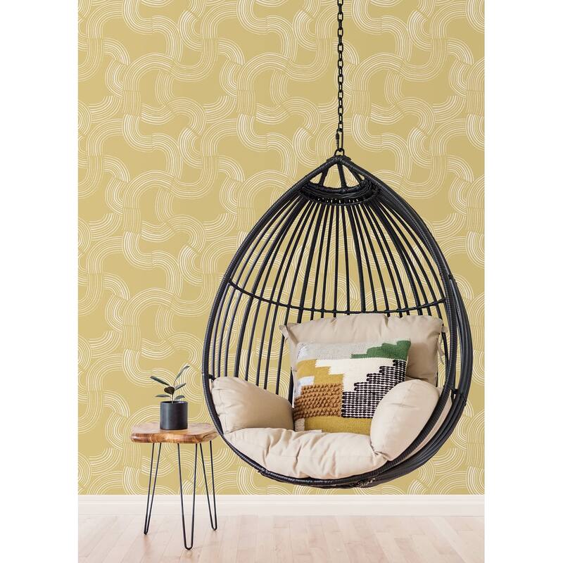 NuWallpaper Mustard Hokime Peel & Stick Vinyl Wallpaper - 216in x 20.5in x 0.025in