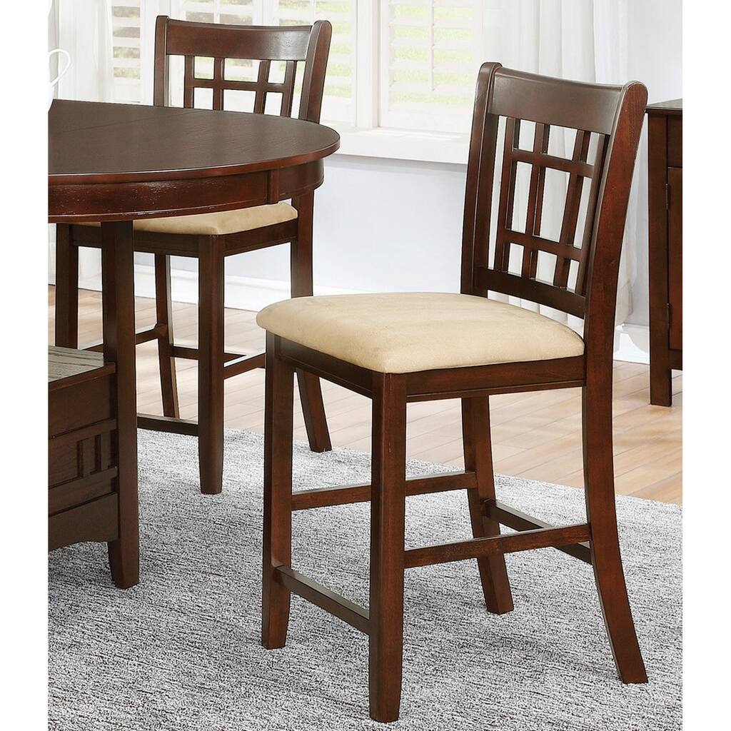 Casual Brown Cherry Upholstered Seat Counter Height Stools (Set of 2)