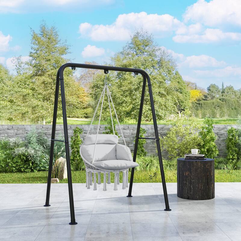 Hanging Swing Chair with Soft Cushion for Indoor Outdoor Use - 31.5" W x 23.6" D x 15.7" H