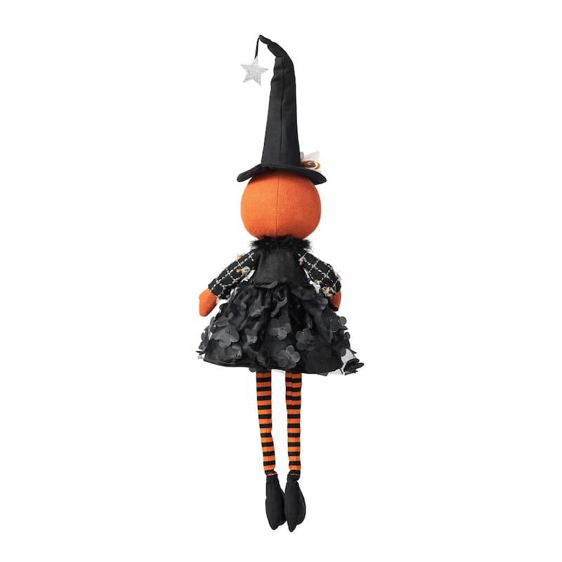Glitzhome 29"H Halloween Fabric Dressed Witch or Pumpkin Sitter Decor