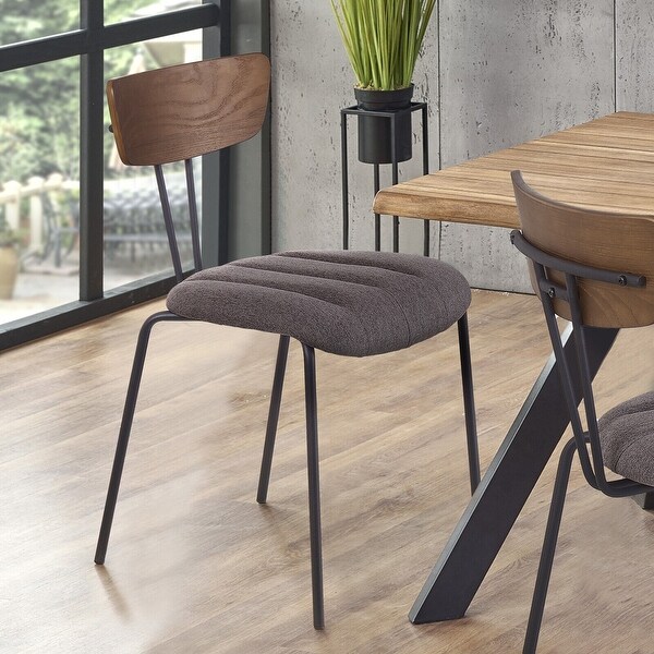 Upholstered Dining Chairs with Wood Back & Metal Legs, Set