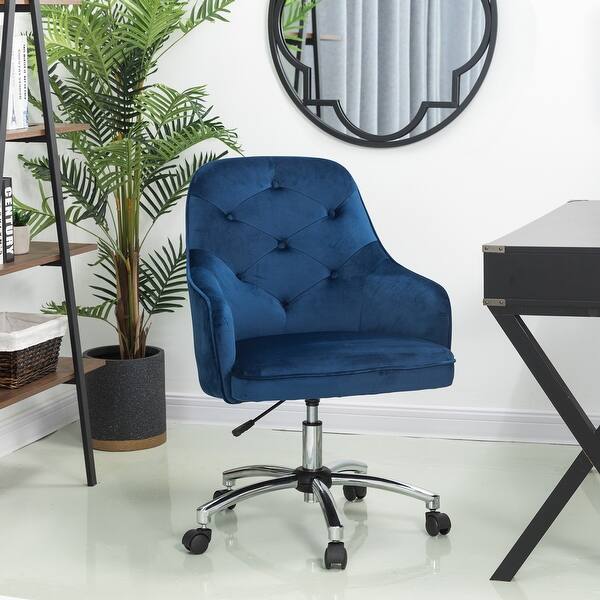 slide 1 of 21, Glitzhome 40"H Velvet Gaslift Adjustable Swivel Office Chair