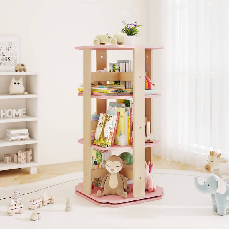 Costway 360° Spinning 3-Tier Kids Book Shelf Tower with 12 Sectors - See Details
