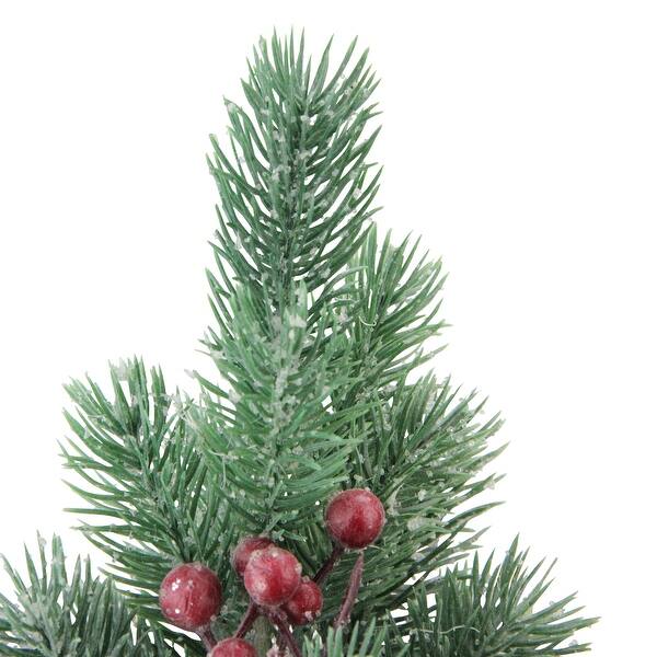 Shop 9 5 Red And Green Frosted Mini Pine Christmas Tree With Berries In Burlap Base Unlit Overstock 18026688