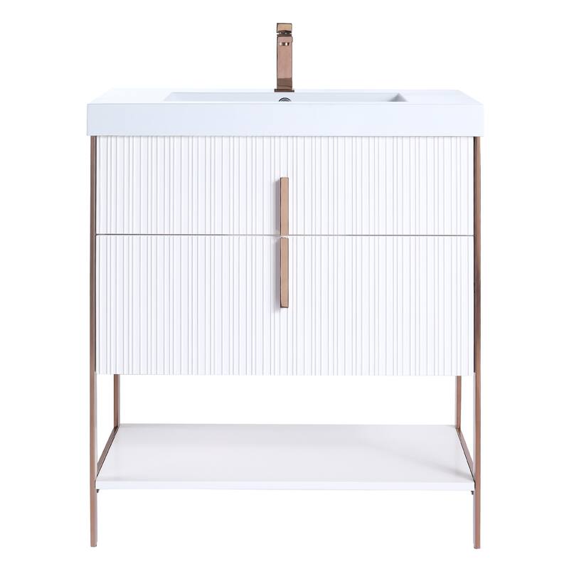 Fine Fixtures Serenity Modern Bathroom Vanity with White Gel Acrylic Top