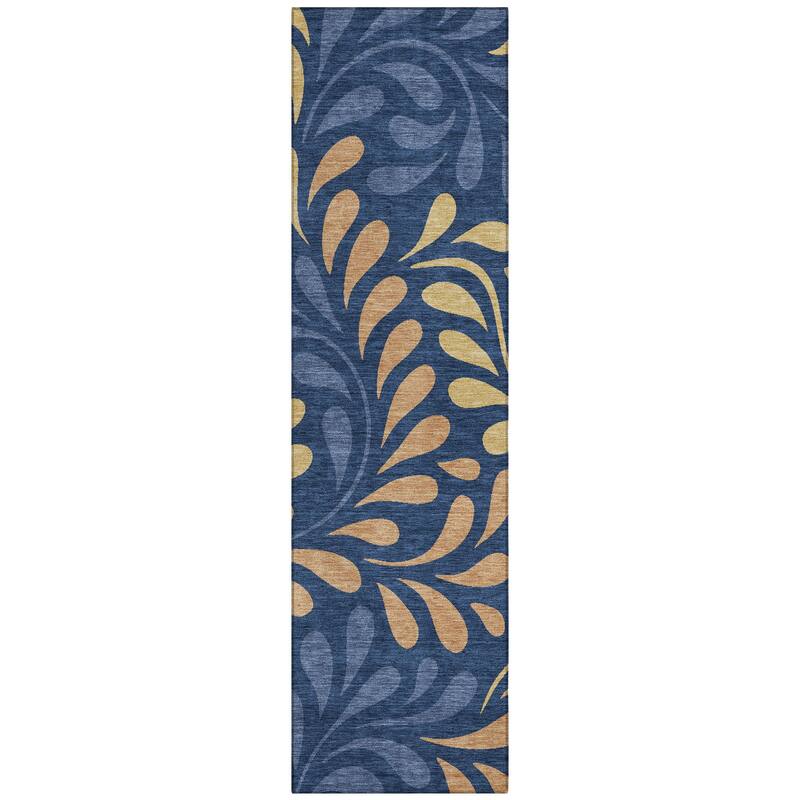 Machine Washable Indoor/ Outdoor Floral Arabesque Chantille Rug