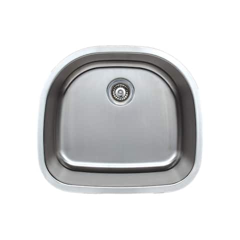 Wells Sinkware Craftsmen Series 24-inch 16-gauge Undermount D-Shape Single Bowl Stainless Steel Kitchen Sink - Sink Only