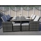 preview thumbnail 13 of 16, 11-Piece Patio Wicker Aluminum Dining Table Set w/ Chairs and Ottomans