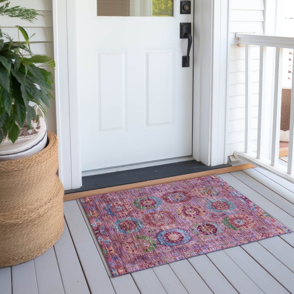 Machine Washable Indoor/ Outdoor Boho Vintage Chantille Rug