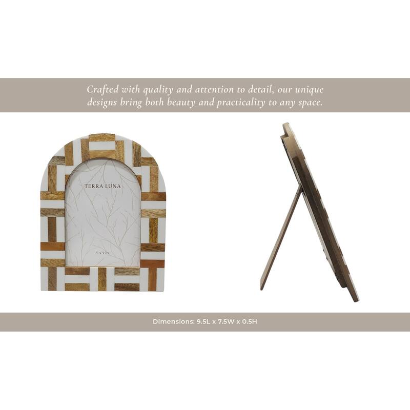 Resin Wood Picture Frame Arched Mosaic Design Home Decor - 5x7" Ivory