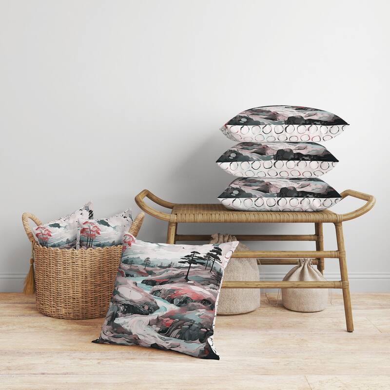 Mountain Vista Faux Suede Reversible Throw Pillow Pink and Green