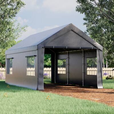 Heavy-Duty Fully Enclosed Carport - UV-Resistant, Waterproof Canopy with Roll-Up Windows & Reinforced Steel Frame