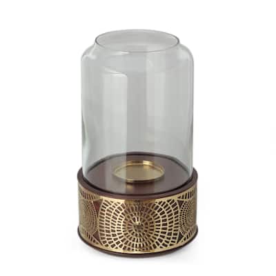Decorative 12 Inch Candle Holder Hurrican with Rounded Glass Cover