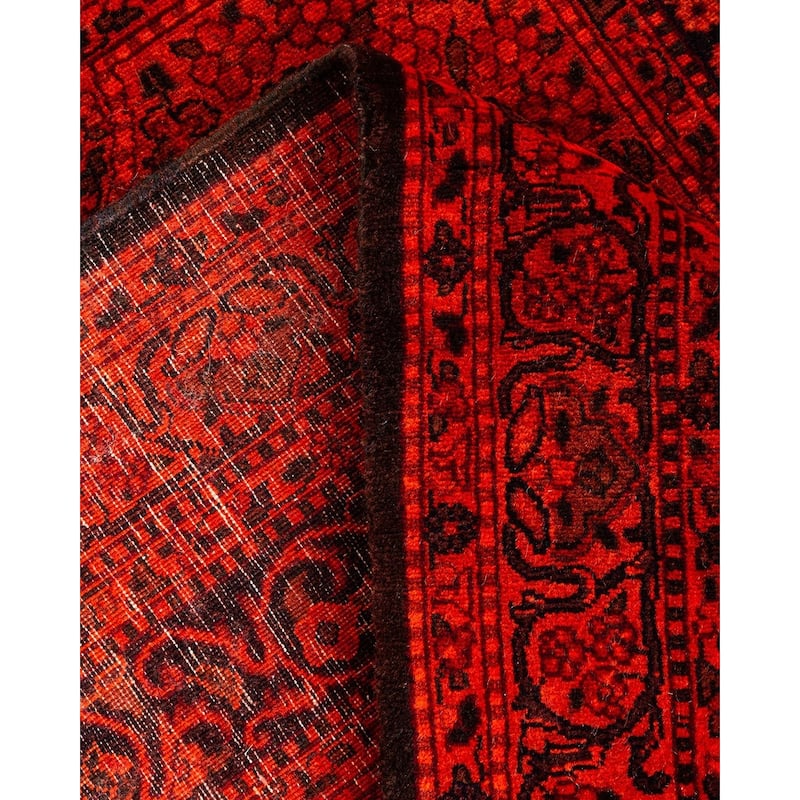 Overton Hand Knotted Wool Vintage Inspired Modern Contemporary Overdyed Orange Area Rug - 3' 2" x 5' 2"