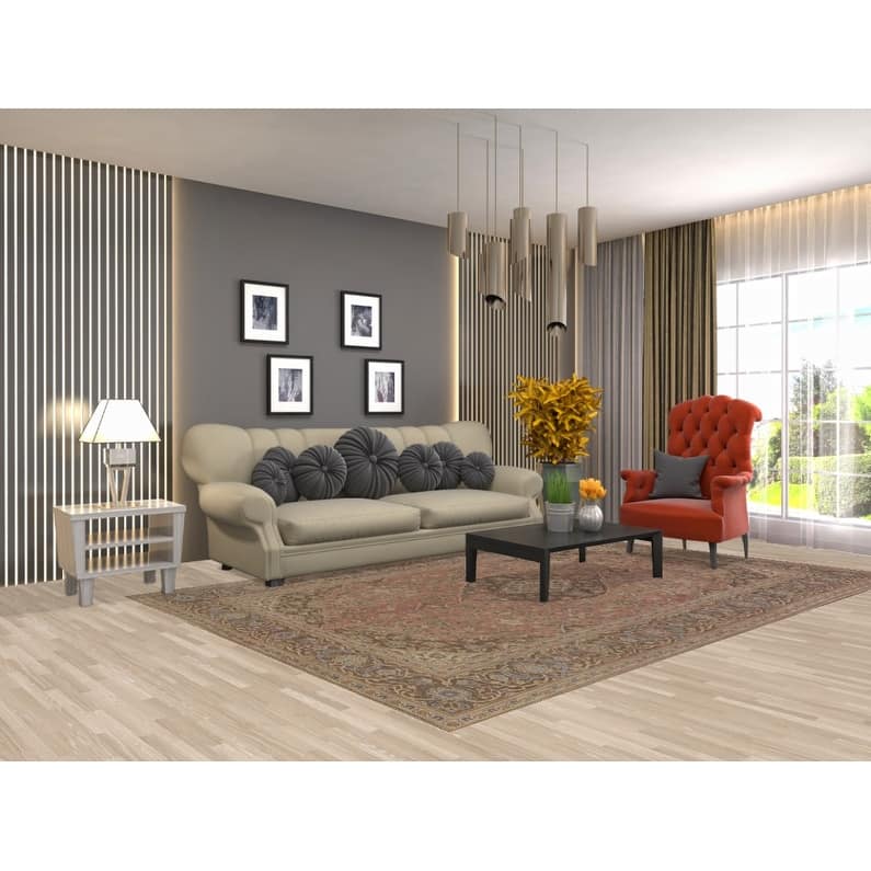 Hand Knotted Oriental 100% Wool Carpet Traditional Floral Pink Kashan Area Rug - 10' 0'' X 6' 9''