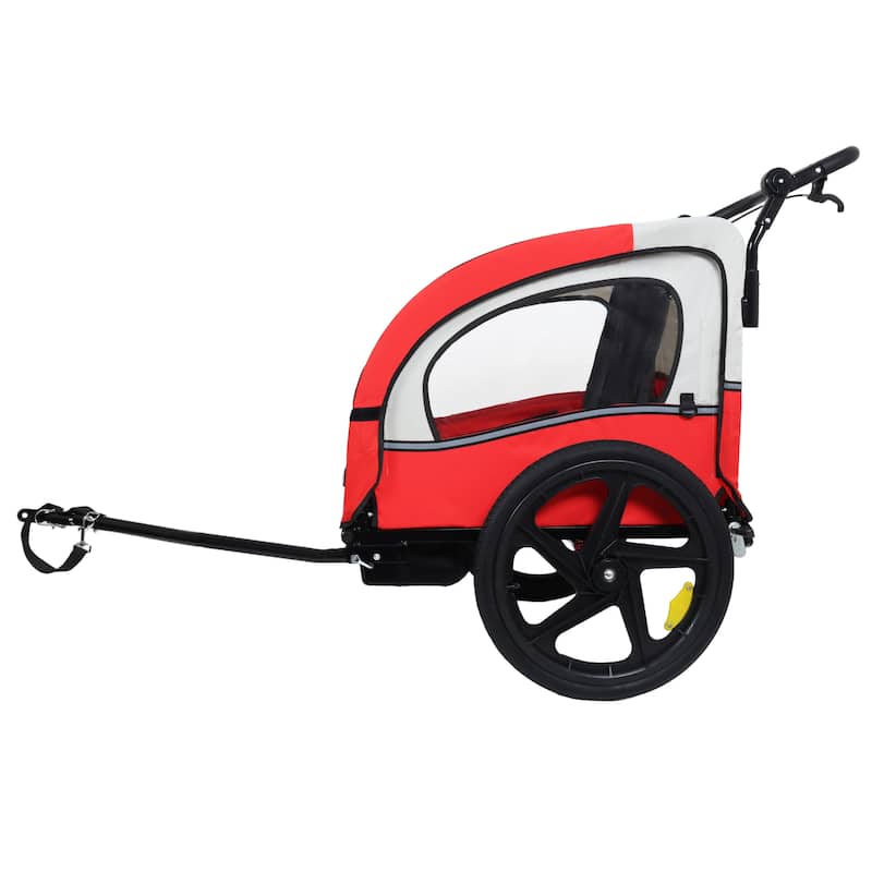 2-In-1 Double 2 Seat With Bike Trailer Jogger Stroller Foldable Collapsible W/Pivot Front Wheel, Storage Bag