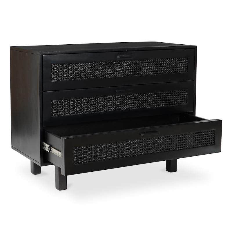 Aurelle Home Ashlyn Mid-Century Natural Mango Wood 3-Drawer Chest