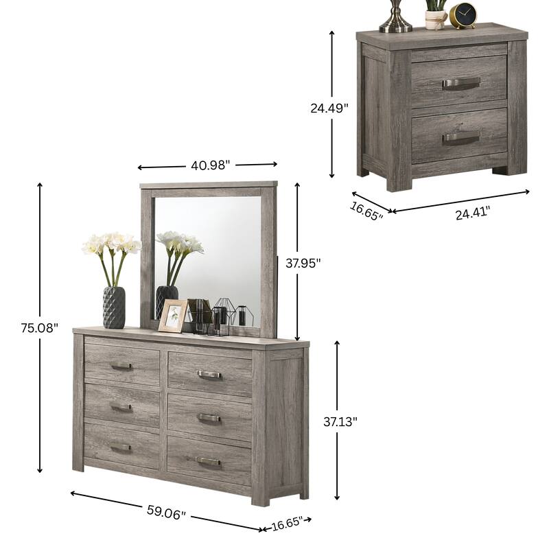Roundhill Furniture Floren 5-piece Contemporary Weathered Gray Wood Bedroom Set