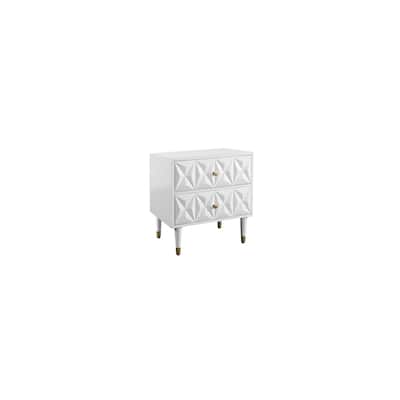 White Nightstand with Drawers - Modern Square Bedside Table for Bedroom Living Room - 30" Wide