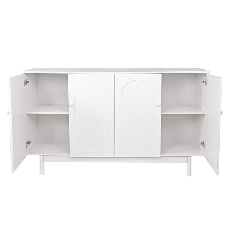 4-Door Wood Storage Cabinet with Legs and Adjustable Shelf