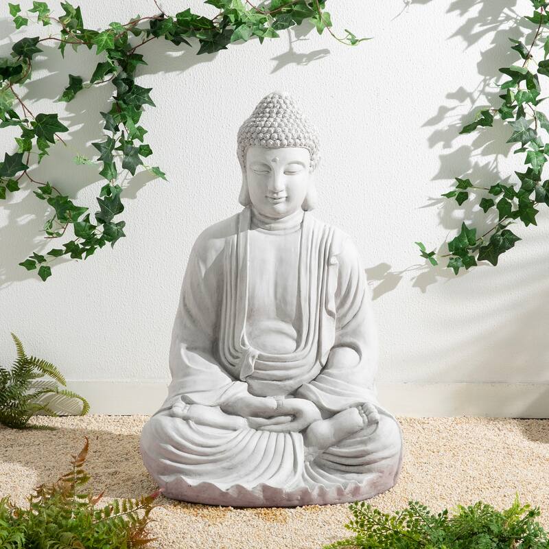 Glitzhome Zen-Style MgO Meditating Garden Buddha Statues Monk Sculpture Indoor Outdoor