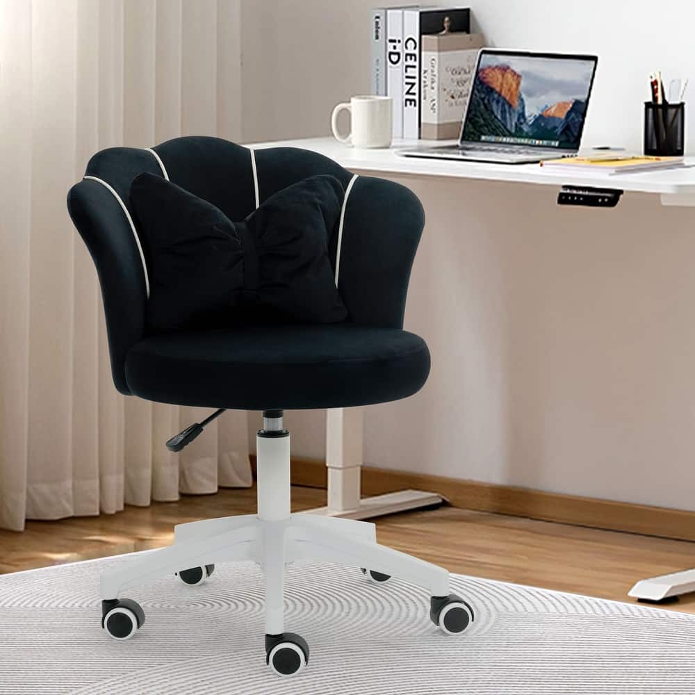 XINMICS Modern Velvet Task Chair 360 Swivel Adjustable Height Office Chair