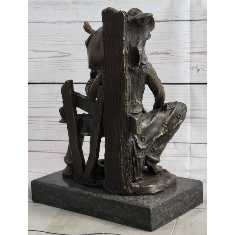 Cowboy Horse Sitting Having A Drink Bronze Statue Sculpture Country Western