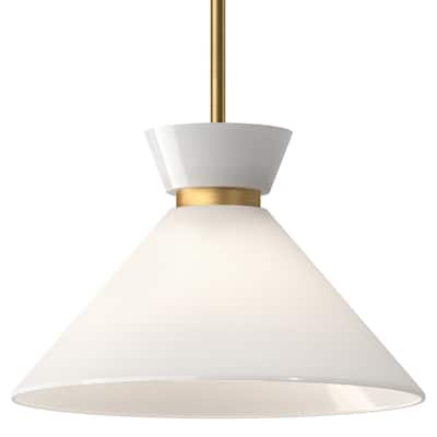 Alora Lighting PD470514GO Halston 14" Wide Pendant with Glossy Opal
