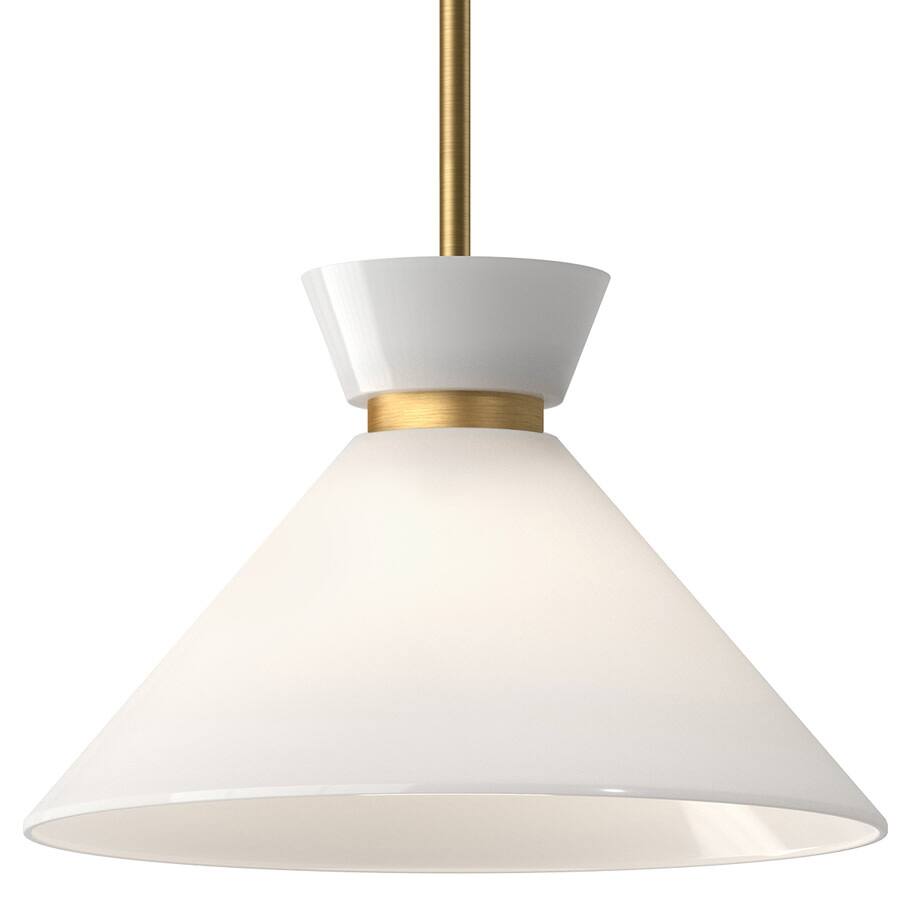 Alora Lighting PD470514GO Halston 14" Wide Pendant with Glossy Opal