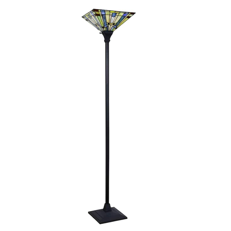 Tiffany-Style Mission Design Blackish Bronze Floor Lamp