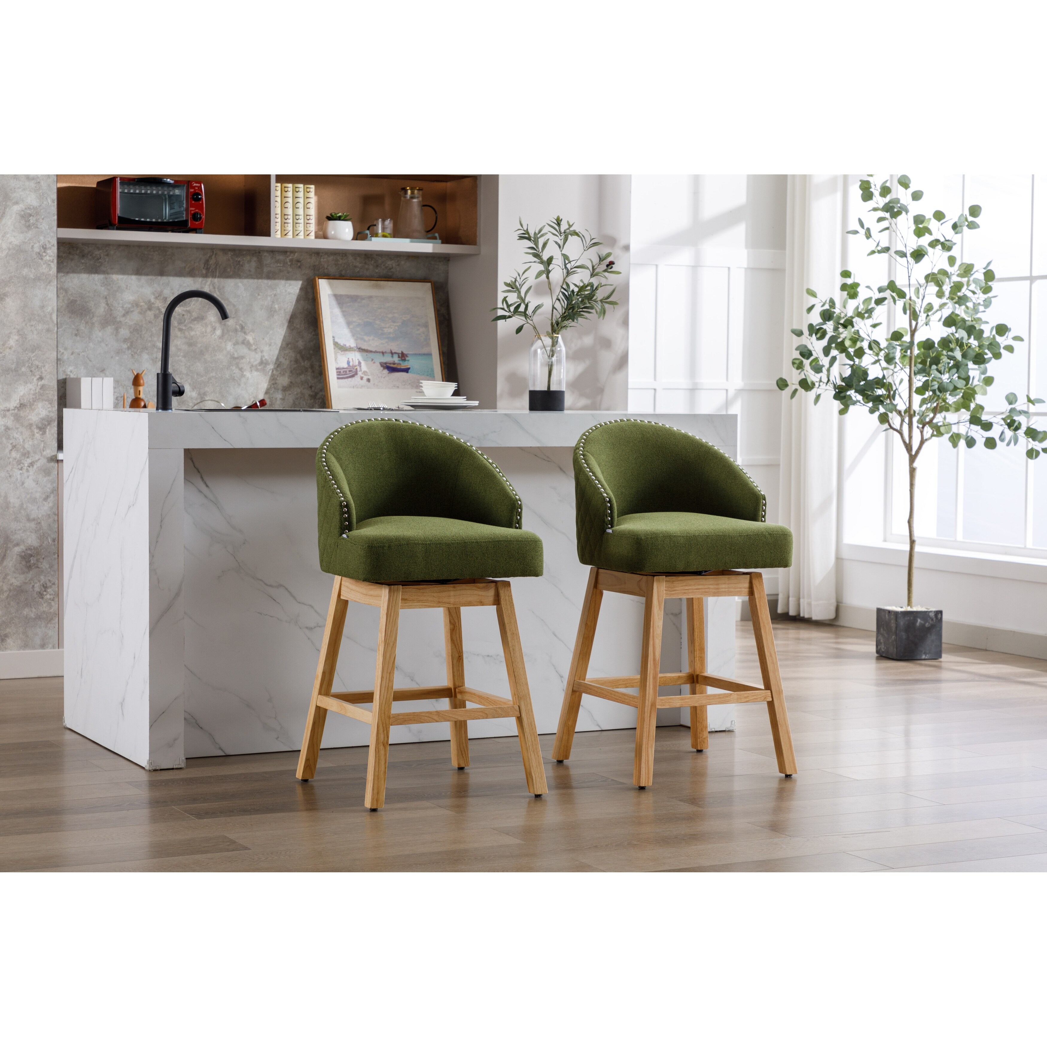 Green swivel hot sale counter stools