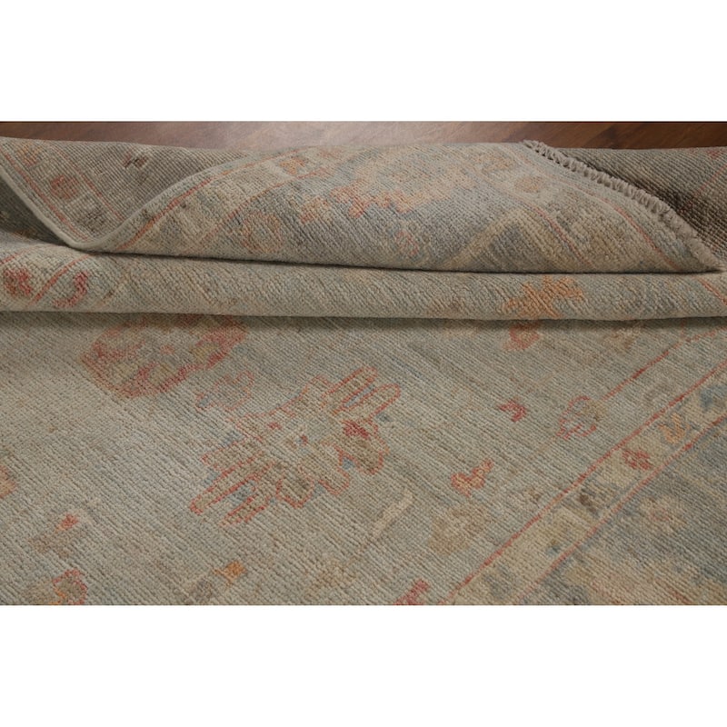 Transitional Blue Oushak Turkish Rug Hand-Knotted Wool Carpet - 5'1"x 8'0"