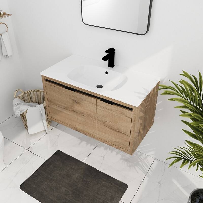 Modern 36 Inch Wall Mounted Bathroom Vanity With Gel Sink - On Sale ...