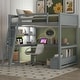 preview thumbnail 14 of 16, Full Size Loft Bed with L-shaped Multi-storage Desk, LED light and USB Charging Station, Storage Bench with 2 Drawers, White
