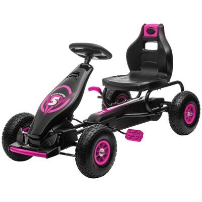 Kids Pedal Go-Kart with Adjustable Ergonomic Seat and Handbrake Shock Absorbers for 5-12 Years Old - 47.75" L x 22.75" W x 24" H