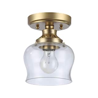 Wry Lighting Daphne 1-light Semi-Flush Mount in Brushed Champagne Brass - Brushed Champagne Bronze - 1-Light Semi-flush
