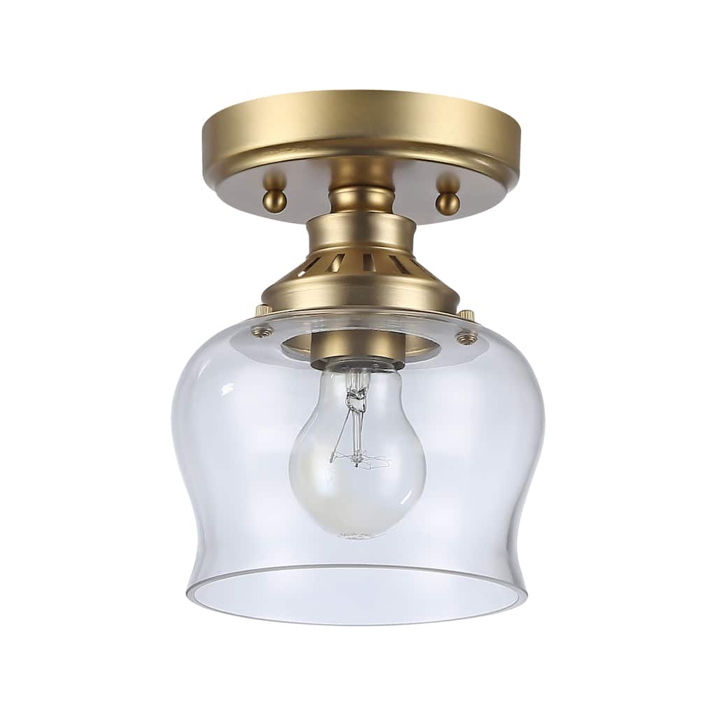Wry Lighting Daphne 1-light Semi-Flush Mount in Brushed Champagne Brass - Brushed Champagne Bronze - 1-Light Semi-flush