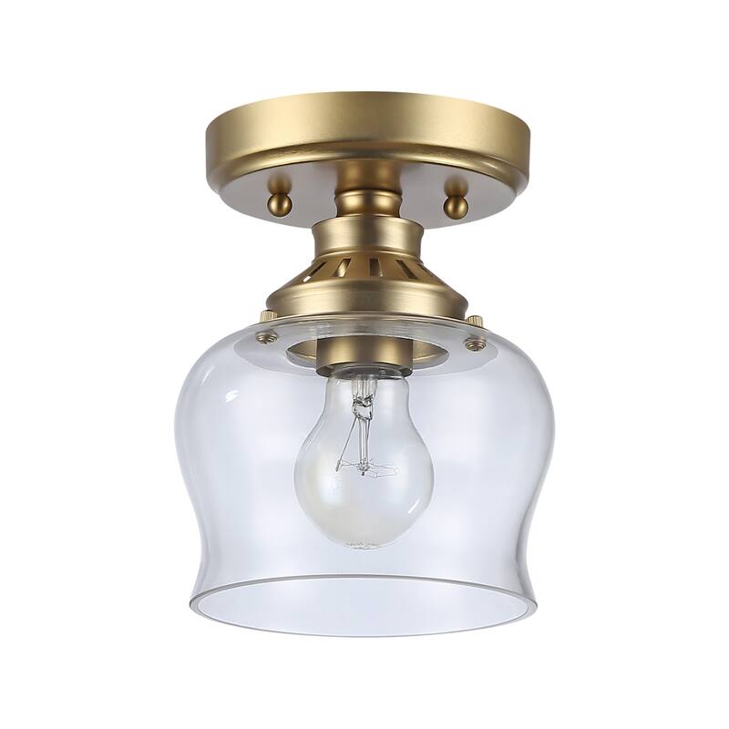 Wry Lighting Daphne 1-light Semi-Flush Mount in Brushed Champagne Brass - Brushed Champagne Bronze - 1-Light Semi-flush