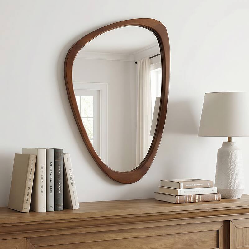 20"x30" Irregular Solid Wood Frame Decorative Mirror,For Bedroom, Bathroom, Living Room, Entryway