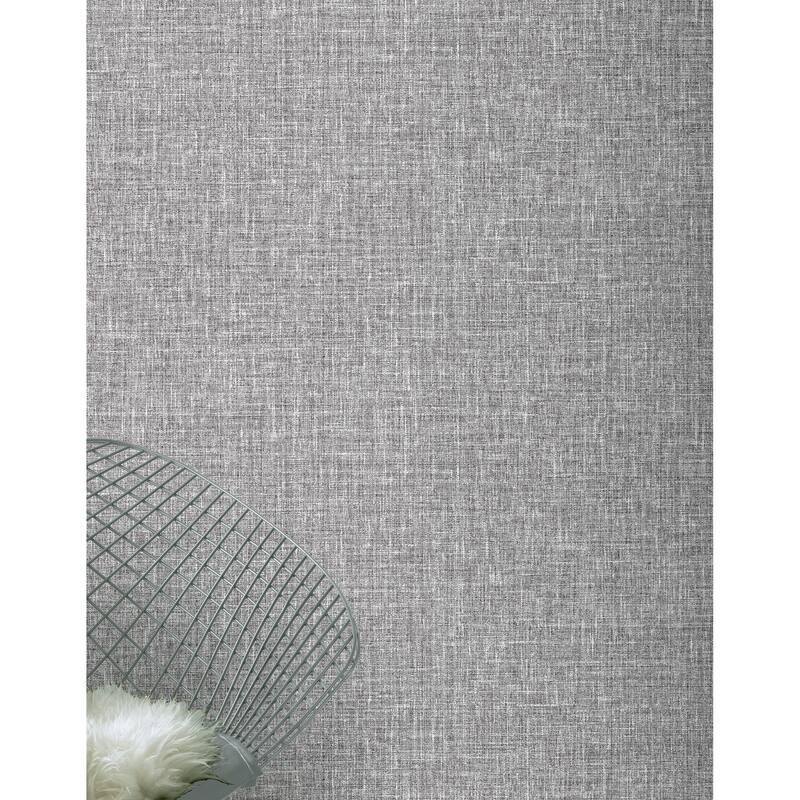 Luxe Hessian Mid Grey Heavyweight Vinyl Wallpaper - 20.8 in W x 33ft L - Double Roll