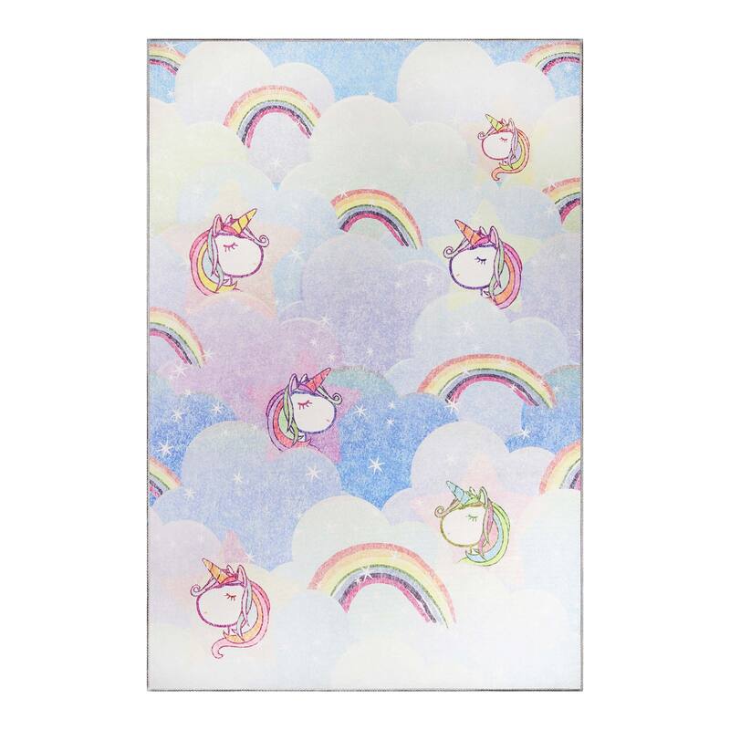 Unicorn Rainbow Colorful Playroom Indoor Area Rug by Superior