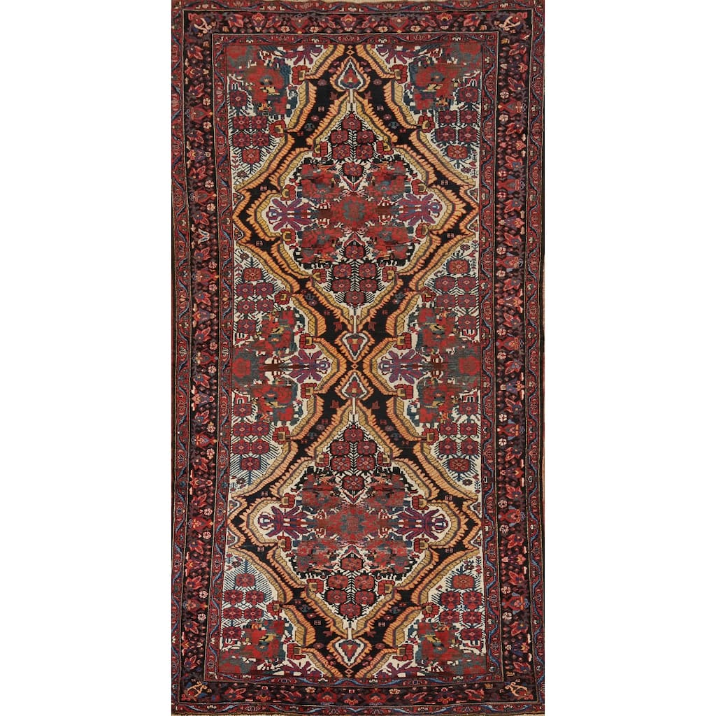 Hand Knotted Oriental 100% Wool Carpet Traditional Floral Beige & Ivories Bakhtiari Area Rug - 13' 1'' X 6' 1''