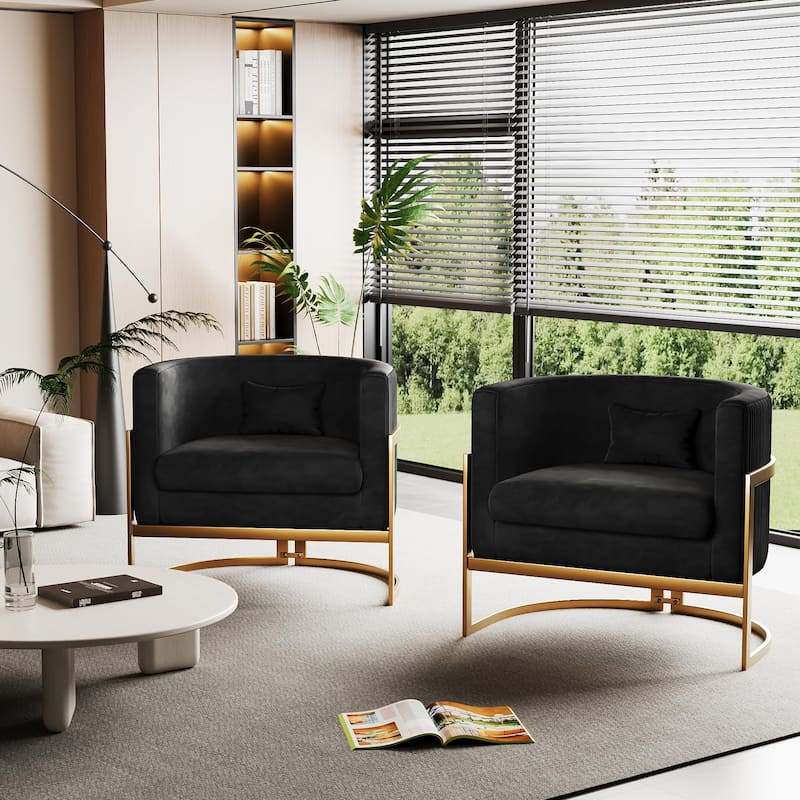 Accent Chair, Velvet Barrel Chair Modern Arm Chair for Living Room