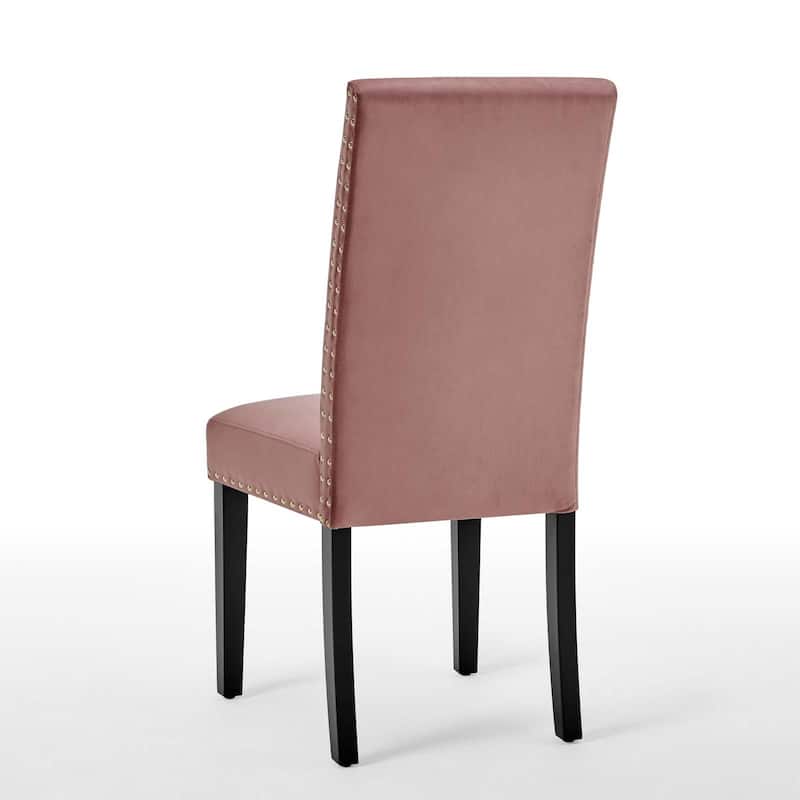 Silver Orchid Lind Velvet Nailhead Trim Dining Side Chairs (Set of 2)