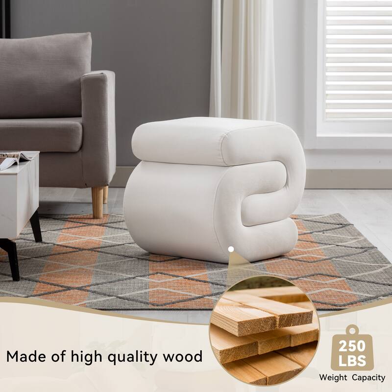 S-shape Velvet Fabric Ottoman Makeup Stool Footstool