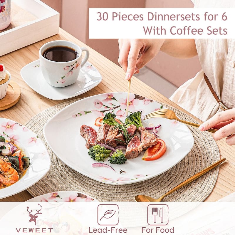 VEWEET Annie Flower Dinnerware Set (Service for 6)