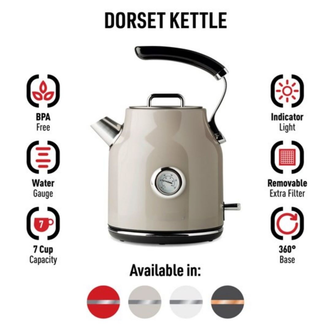 Brentwood Electric Kettle BPA Free 1-Liter Cordless 1500 Watts 7 Cups White  Tea
