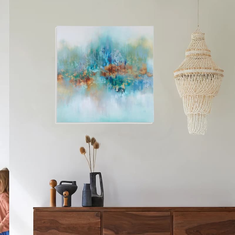 36 x 36 Modern Wall Art Painting, Giclee Frameless Canvas, Green Brown