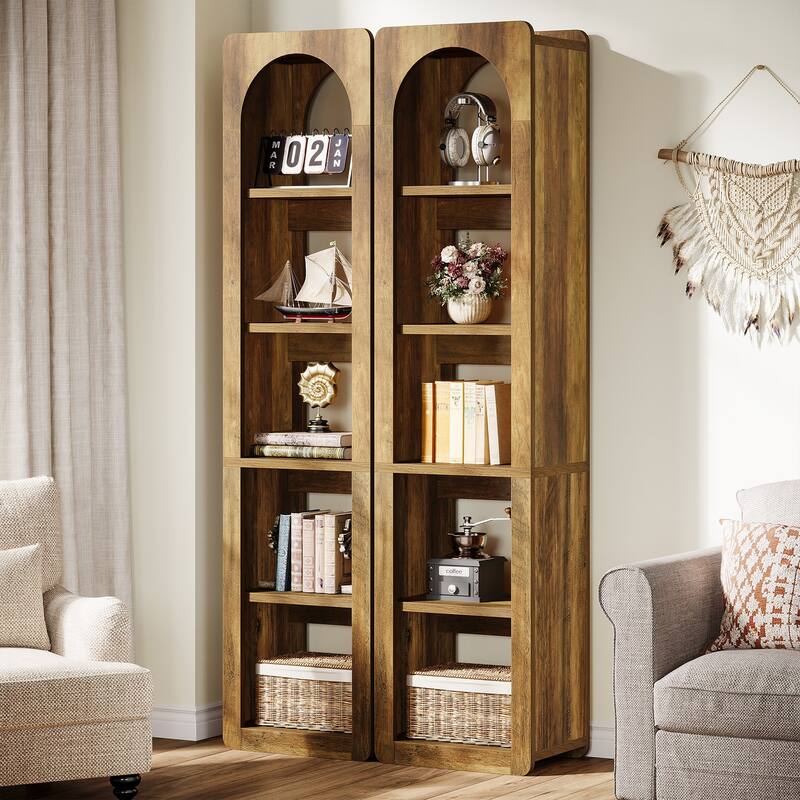 5-Tier Slim Corner Vertical Bookcase with Open Storage Shelves - 2 Packs