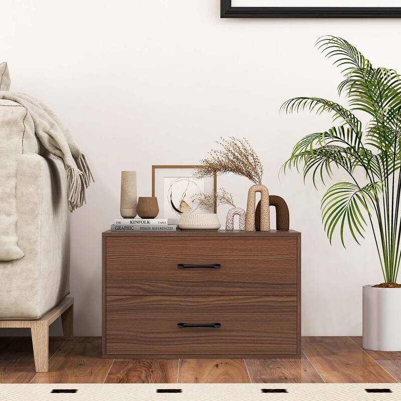 Costway 2-Drawer Stackable Organizer Horizontal Storage Cabinet